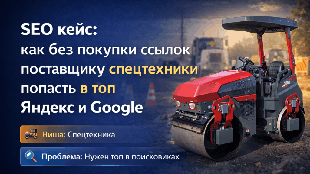 SEO кейс как без покупки ссылок поставщику спецтехники попасть в топ Яндекс и Google